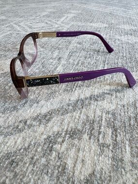 Jimmy Choo Purple Frame Sunglasses with Crystal Accent and Gold Logo
